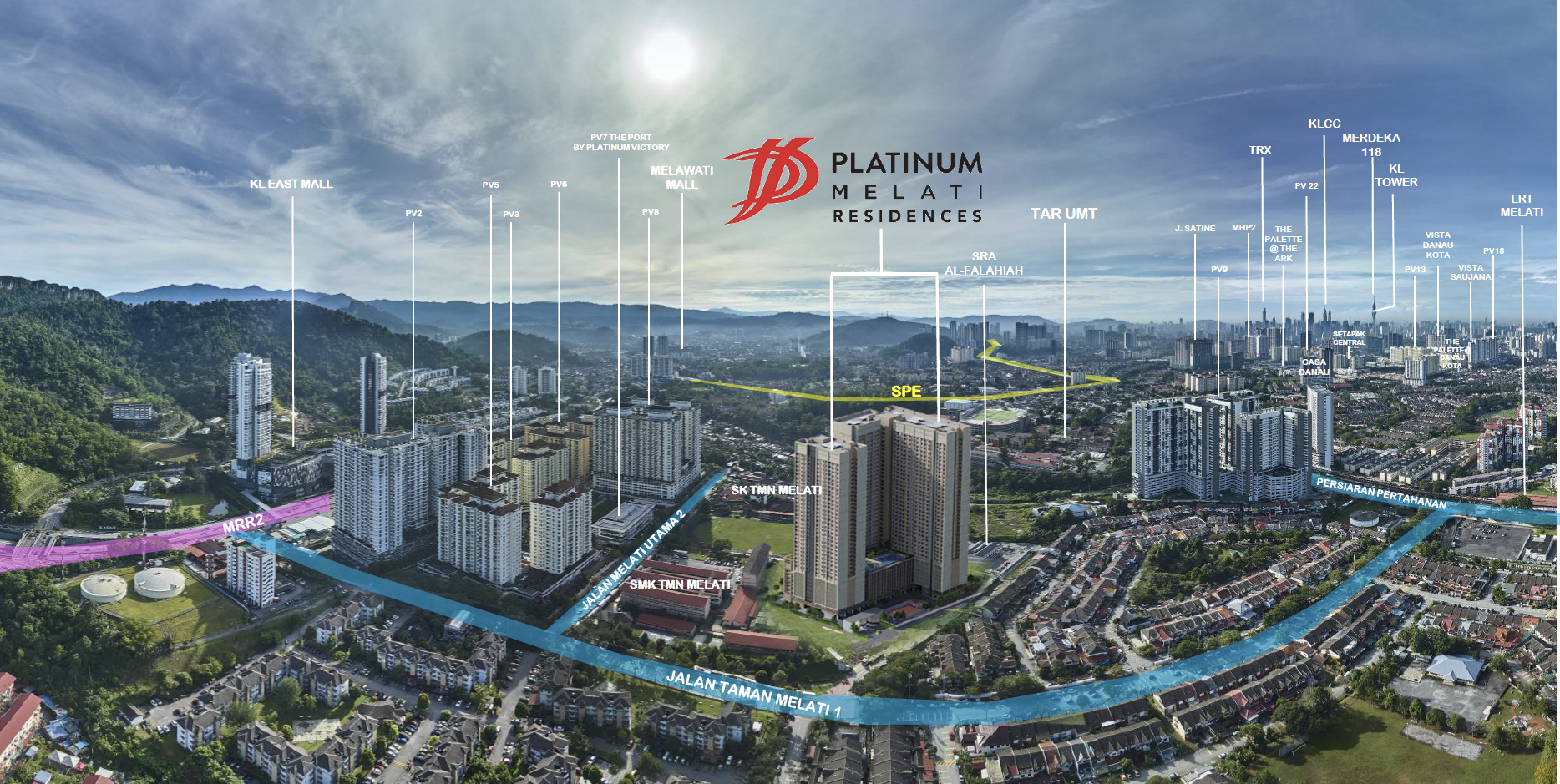 Aerial location view for Platinum Melati Residences
