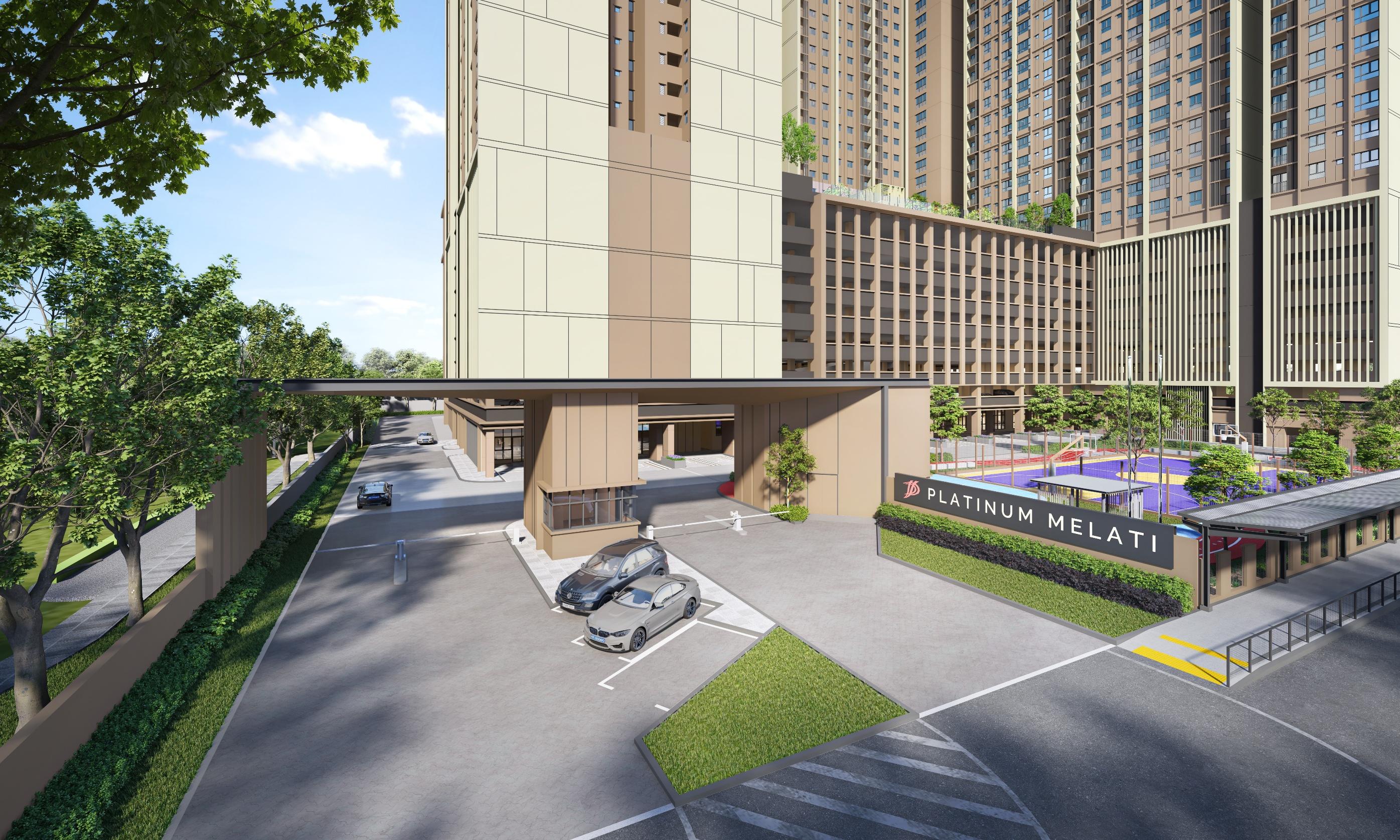 Artist impression of Platinum Melati Residences entrance