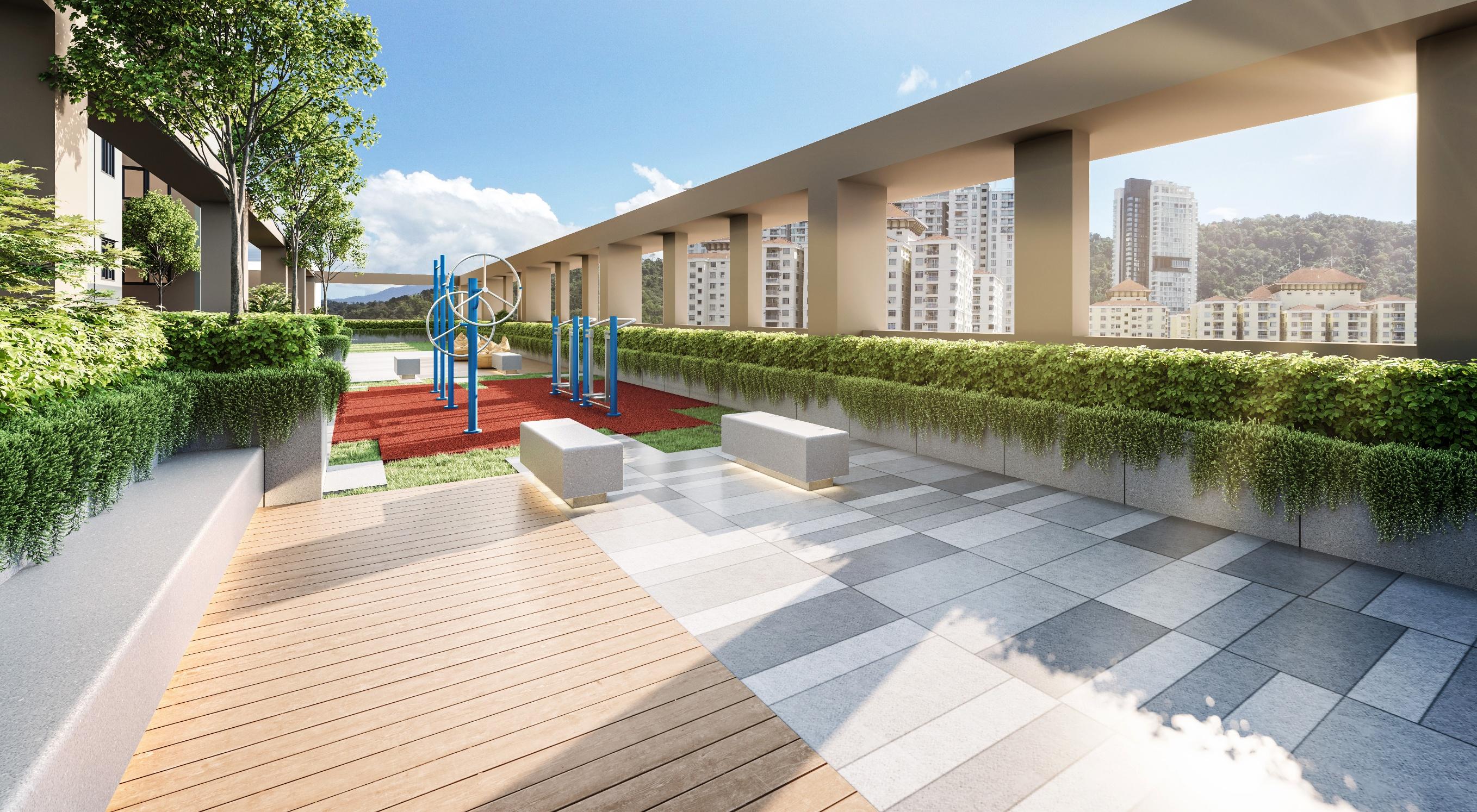 Artist impression of outdoor fitness area